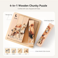 Thumbnail for ZooStack – Legno e interattivo – Puzzle con blocchi di animali