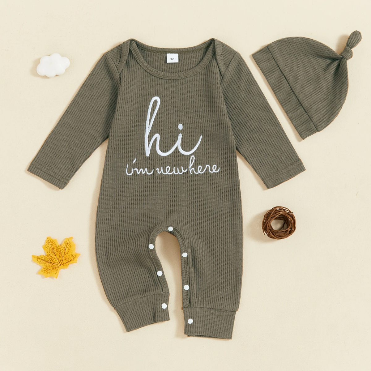 CuddleBaby – Ciao, sono nuova qui – Set composto da tutina per neonati e berretto