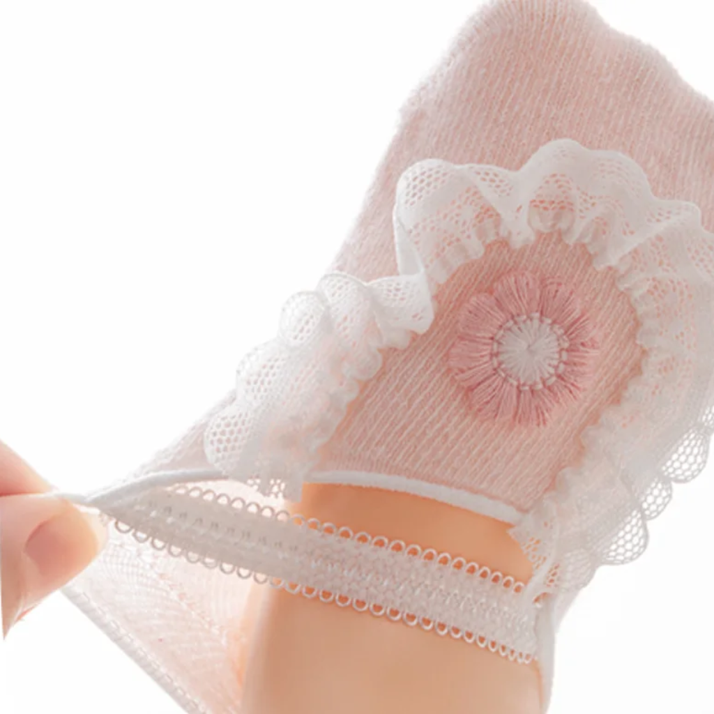 SweetFeet – Morbide e carine – Calzini per neonati con fiori e pizzo