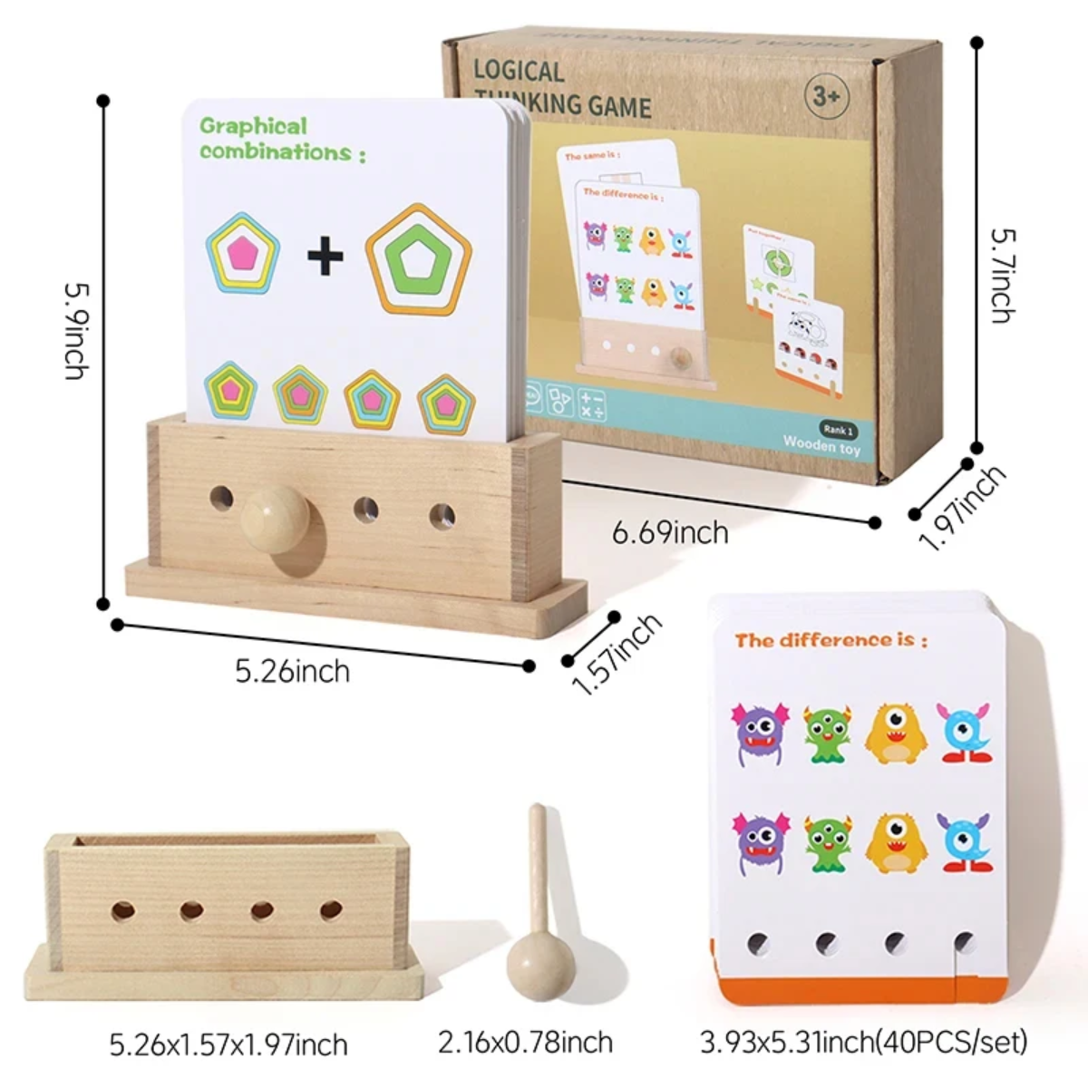 BrainyKids – Logico e divertente – Gioco di carte educativo in legno
