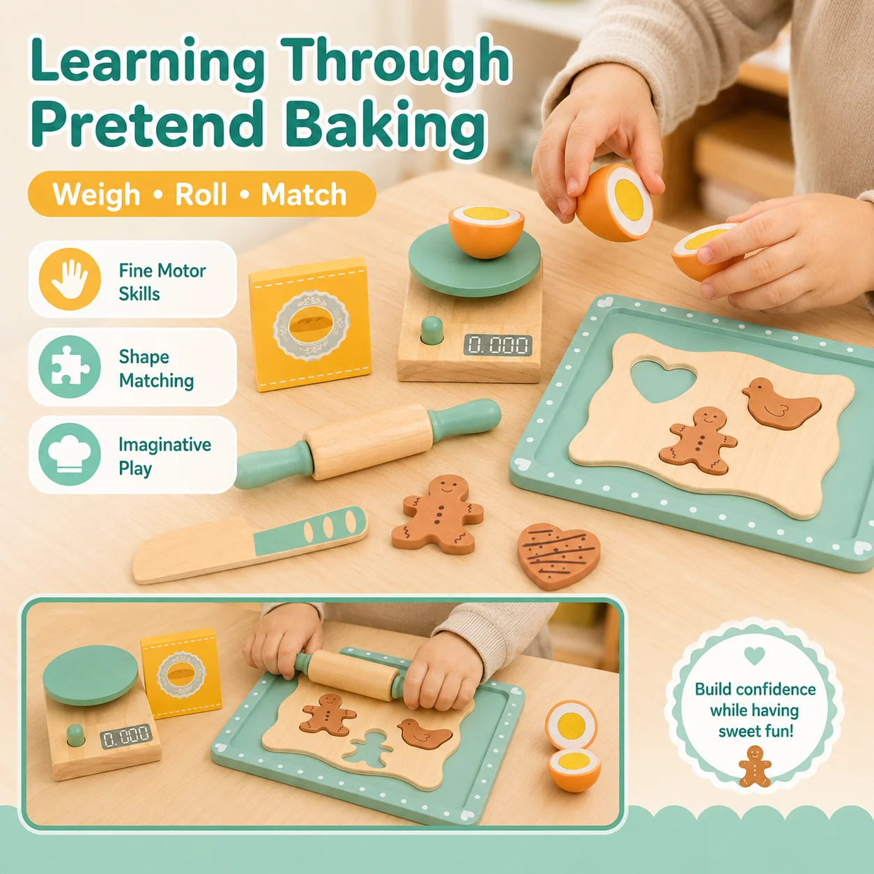 BakeBuddy – Creativo ed educativo – Set da cucina in legno