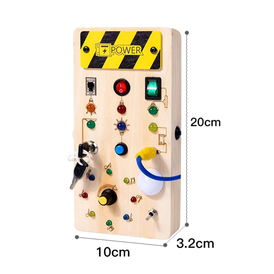 TinyTech – Busy Board in legno con lucine e interruttori – Giocattolo educativo