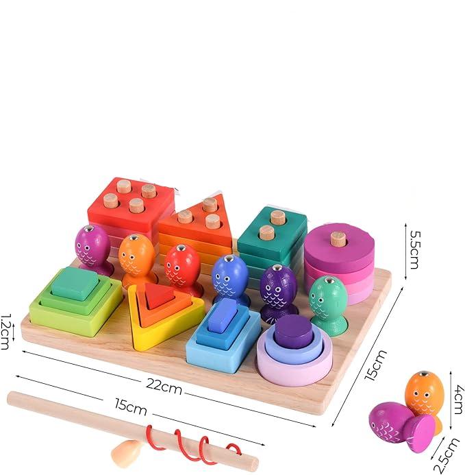 Pesca colorata - Creativo ed educativo - Gioco di pesca in legno
