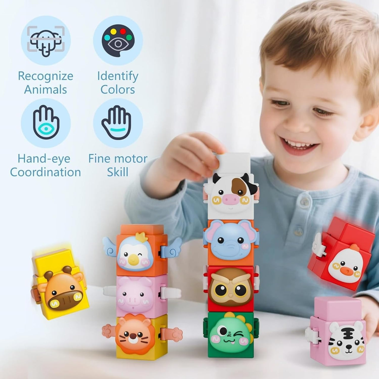 StackAnimals – Divertente ed educativo – Set di gioco con animali impilabili