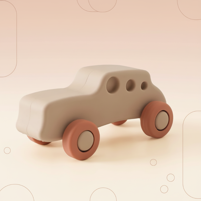 Montessori Silicone Toy Car – Sicuro e adatto alla masticazione – Giocattolo da masticare in silicone a forma di veicolo