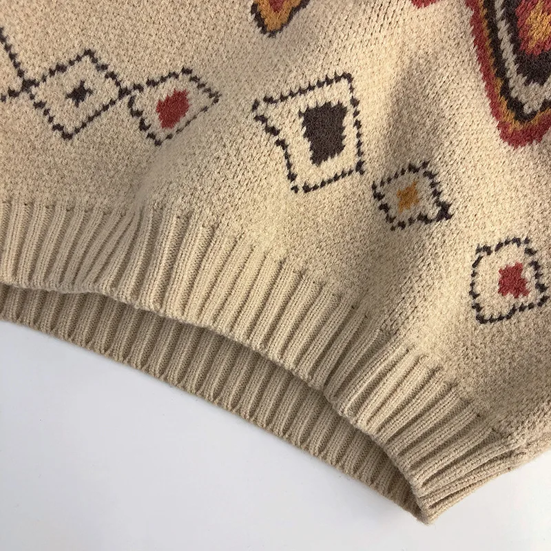 LittleRetro – Caldo ed elegante – Maglione da bambino lavorato a maglia con motivo a rombi