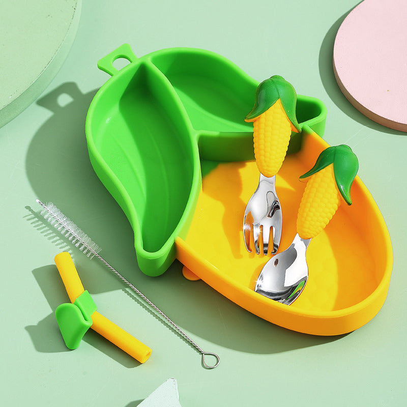 MiniMeal – Sicuro e antiscivolo – Set di piatti in silicone per bambini con posate