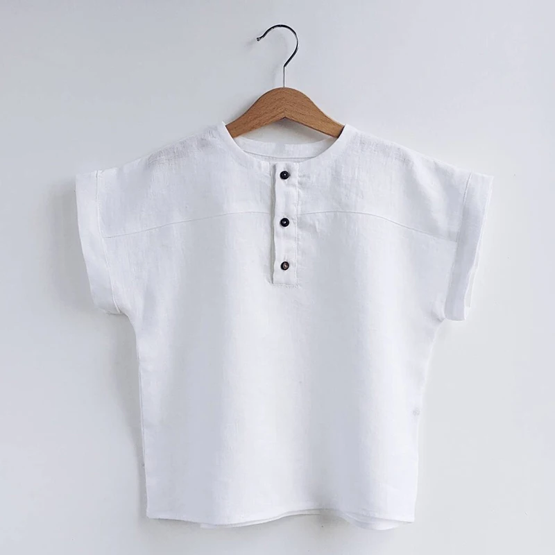 LittleClassic – Elegante e comoda – Camicia da ragazzo in lino con bottoni