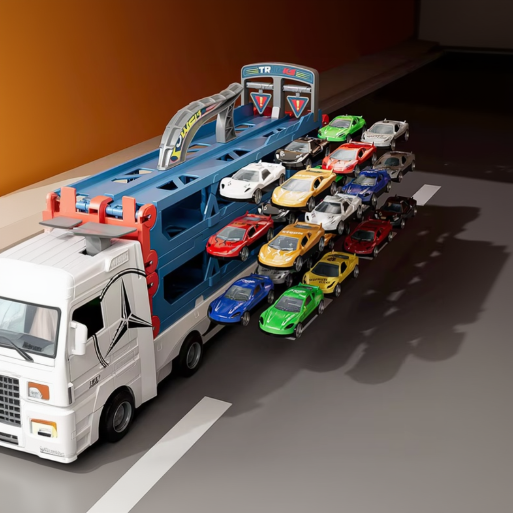 CarHauler – Divertente e avventuroso – Set di gioco con auto da corsa e rimorchio per auto