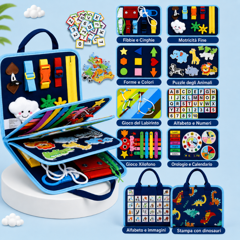 7-in-1 Busy Board – Motricità e apprendimento – Lavagna delle attività