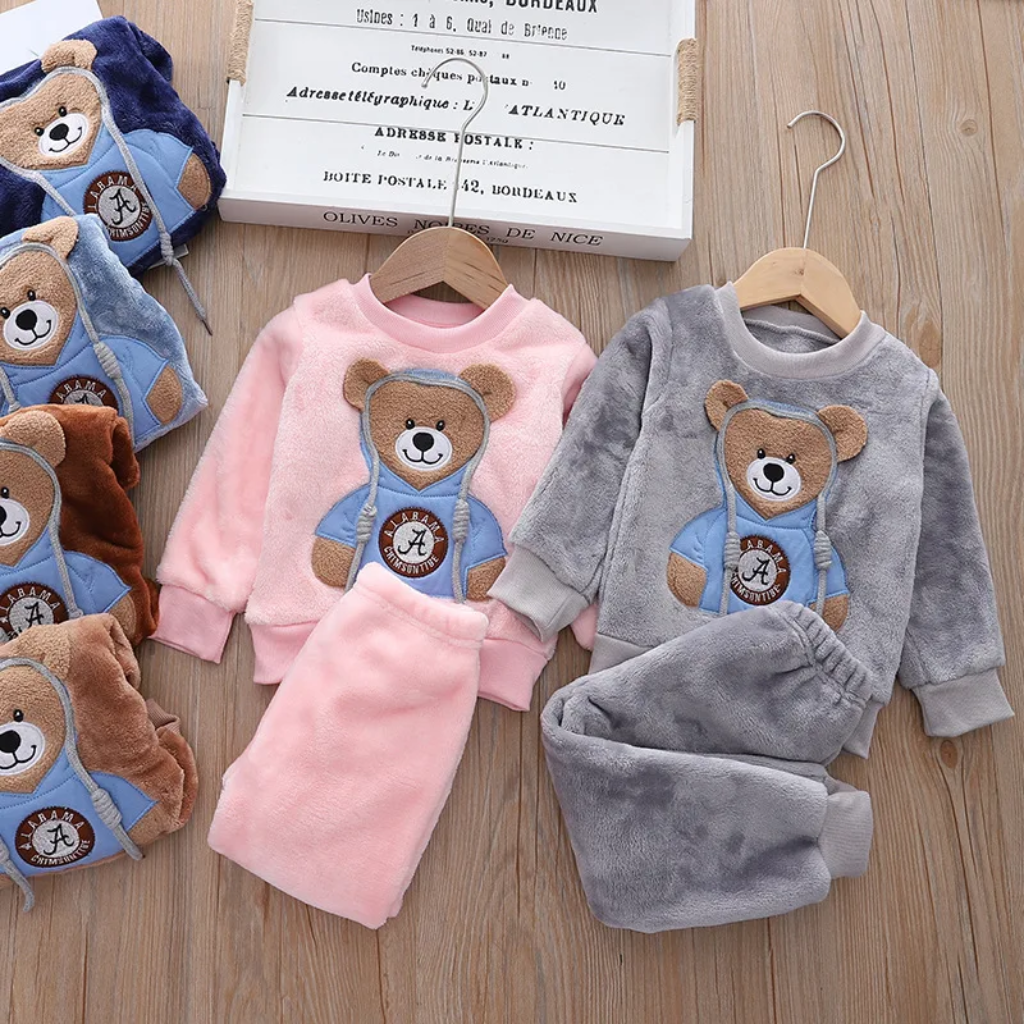 CozyBear – Caldo e morbido – Tuta da allenamento per bambini con motivo a orsetti