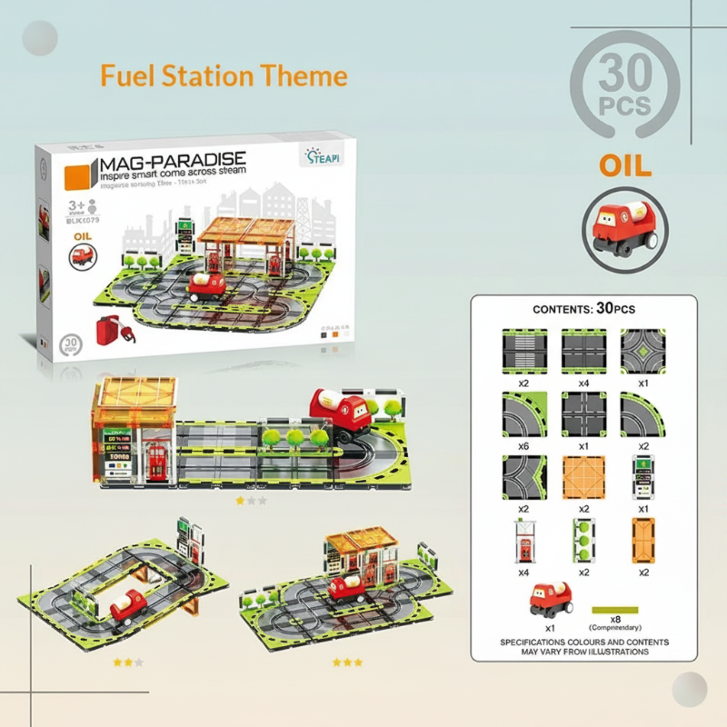 Magnetic Road Blocks – Creativo e istruttivo – Kit di costruzione «Strade magnetiche»