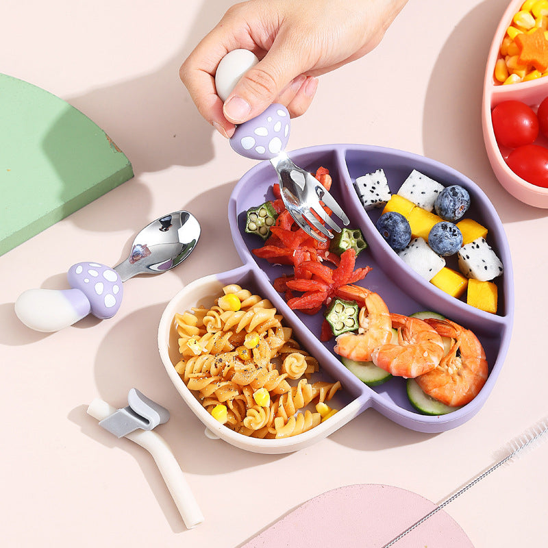 MiniMeal – Sicuro e antiscivolo – Set di piatti in silicone per bambini con posate
