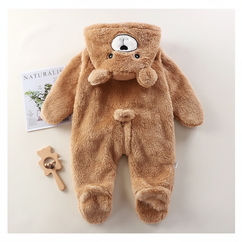 CozyBear – Morbido e caldo – Tutina per neonati con cappuccio a forma di animale