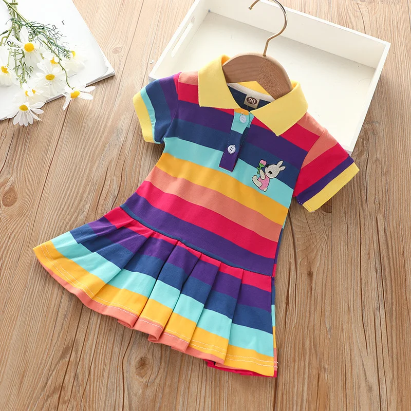 RainbowBabe – Fresco e colorato – Abito polo per bambinas