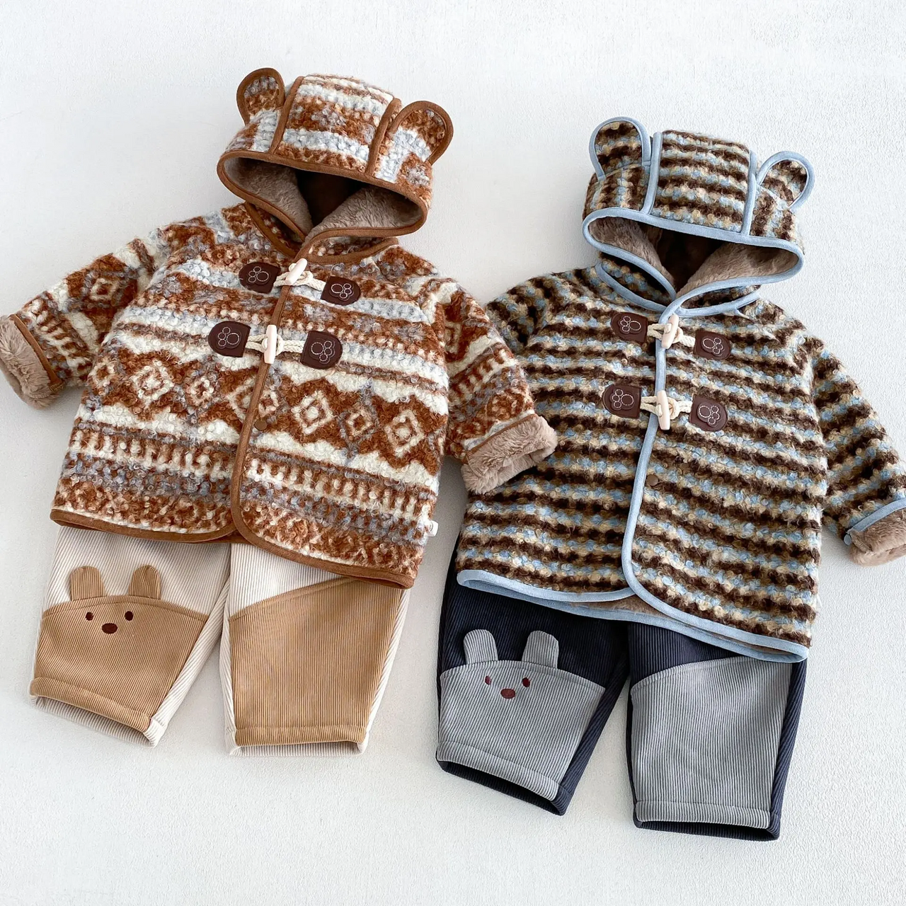 LittleWarm – Accogliente ed elegante – Cappotto invernale con motivo Fair Isle