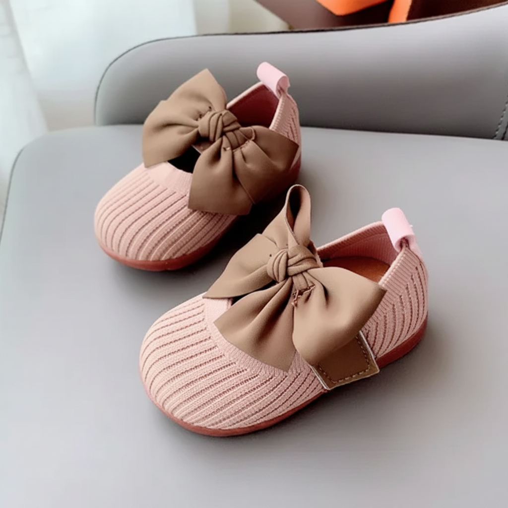 SweetBow – Carino e pratico – Scarpine da neonato lavorate a maglia con fiocco a farfalla