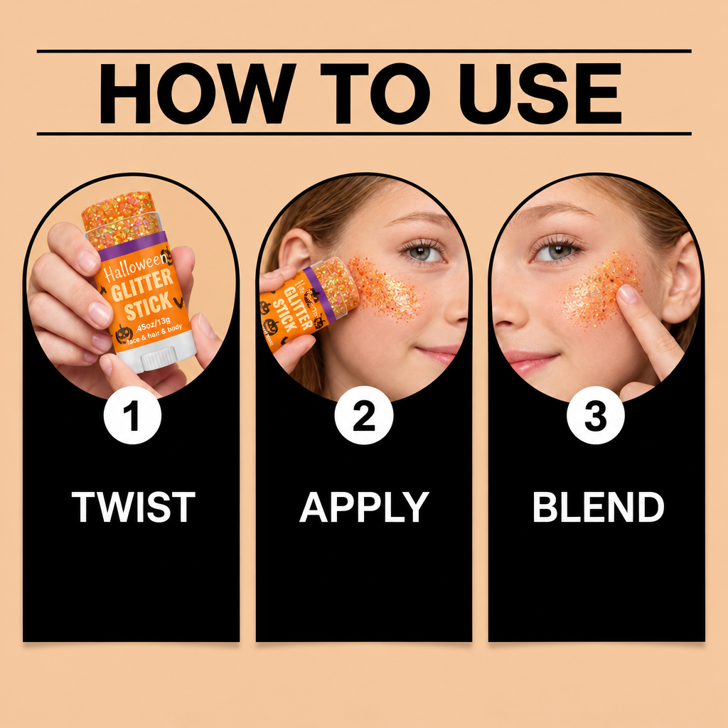 GlitterPop – Scintillante e festoso – Stick glitterato di Halloween per viso, capelli e corpo