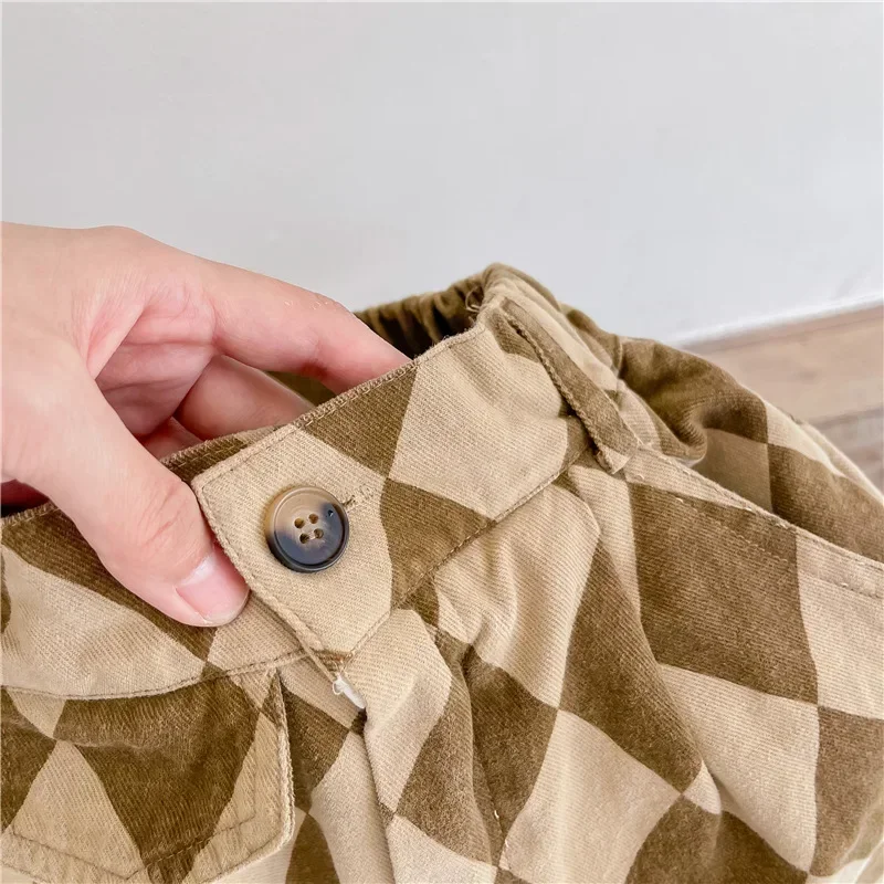 RetroBloom – Comodi e divertenti – Pantaloni per bambini con motivo Argyle
