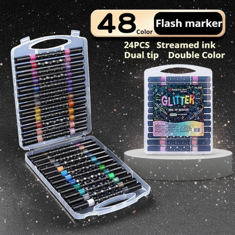 ArtShine – Colorato e brillante – Set di pennarelli glitterati e luminescenti a doppia punta