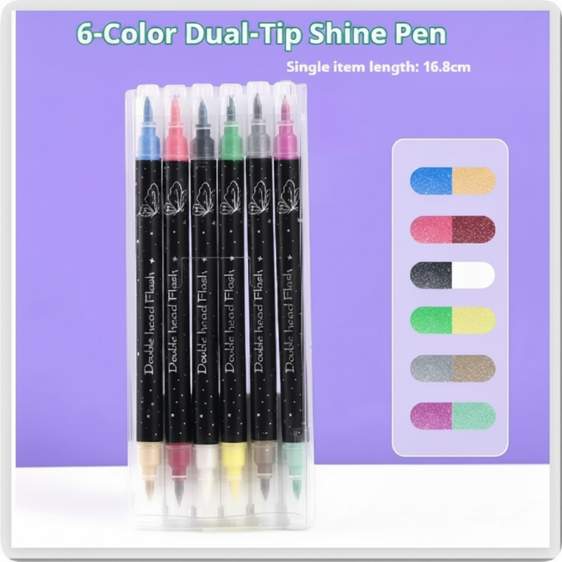 ArtShine – Colorato e brillante – Set di pennarelli glitterati e luminescenti a doppia punta