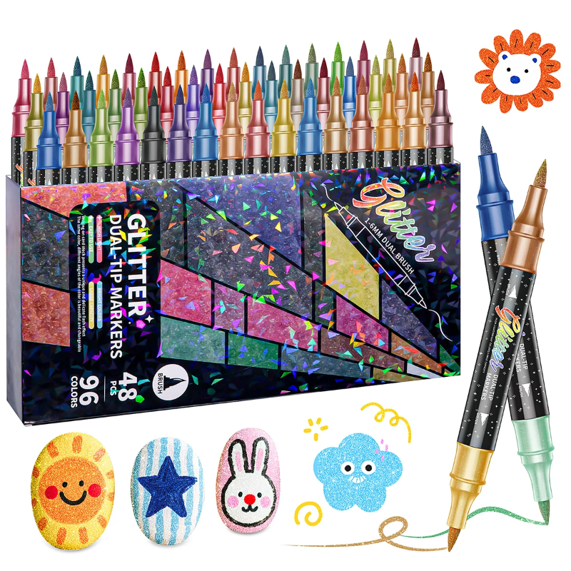 ArtShine – Colorato e brillante – Set di pennarelli glitterati e luminescenti a doppia punta