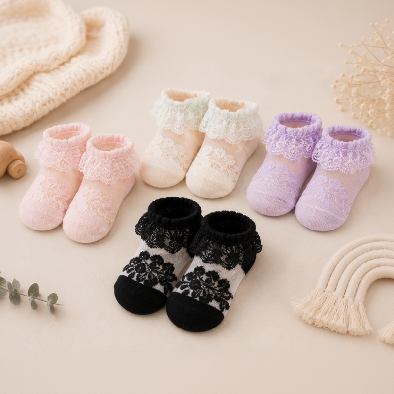 BabyBliss – Comodi e leggeri – Calzini in pizzo per neonati