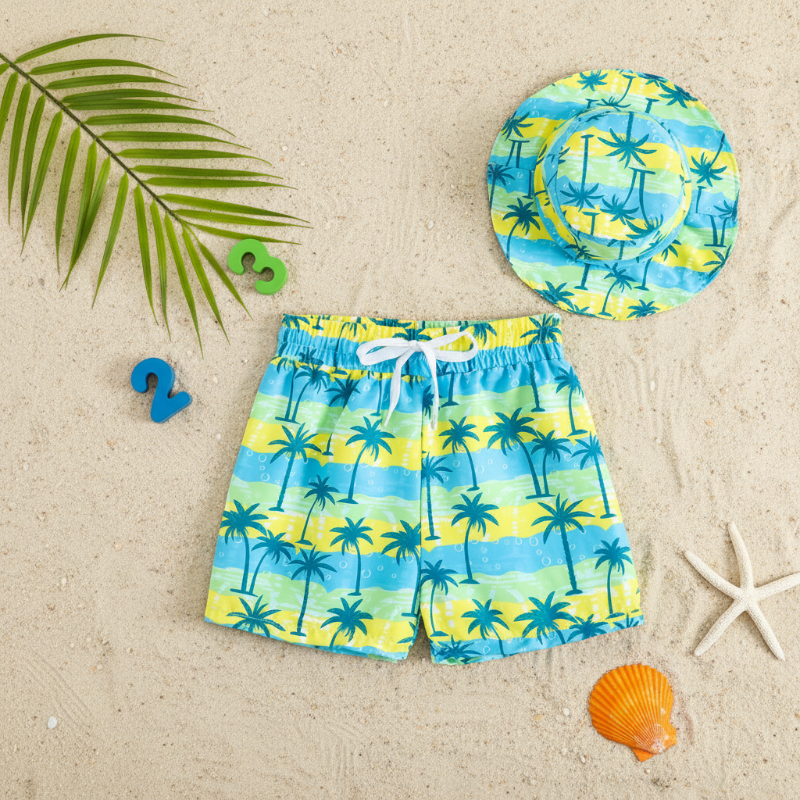 Beach Set – Colorato ed elegante – Costume da bagno stampato e cappellino