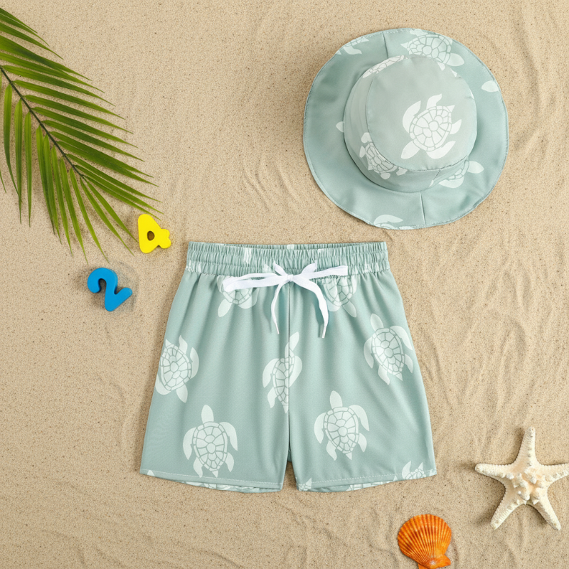 Beach Set – Colorato ed elegante – Costume da bagno stampato e cappellino