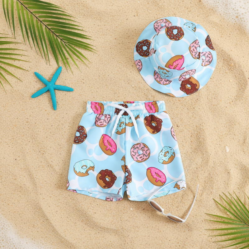 Beach Set – Colorato ed elegante – Costume da bagno stampato e cappellino