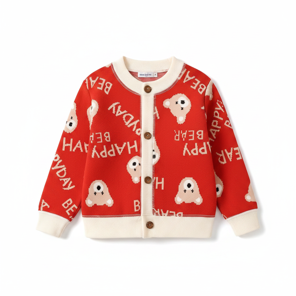 CozyCardi – Morbido e caldo – Cardigan lavorato a maglia con simpatiche stampe
