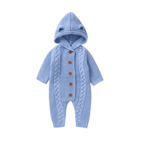 Thumbnail for SoftKnit – Caldo e carino – Tutina da neonato lavorata a maglia con cappuccio