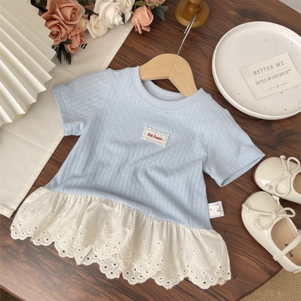 Polo Premium – Morbida e carina – Maglietta con bordo in pizzo