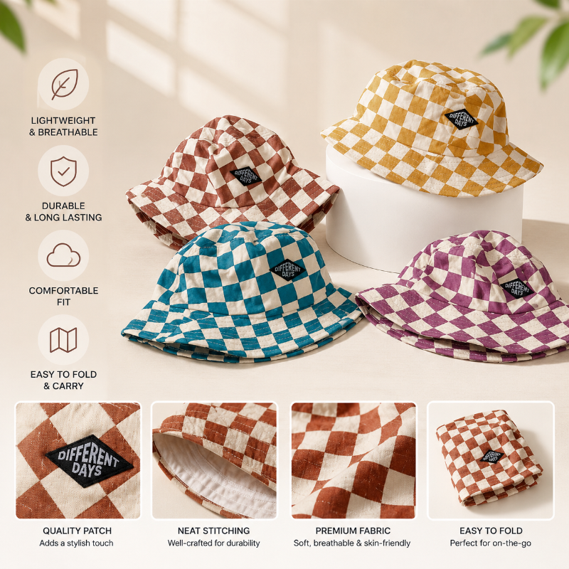 Bucket Hat – Carino e protettivo – Cappellino a quadri per bambini