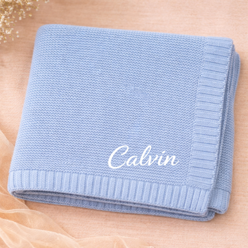 Personalized Baby Blanket – Morbida e unica – Coperta in cotone personalizzata con ricamo