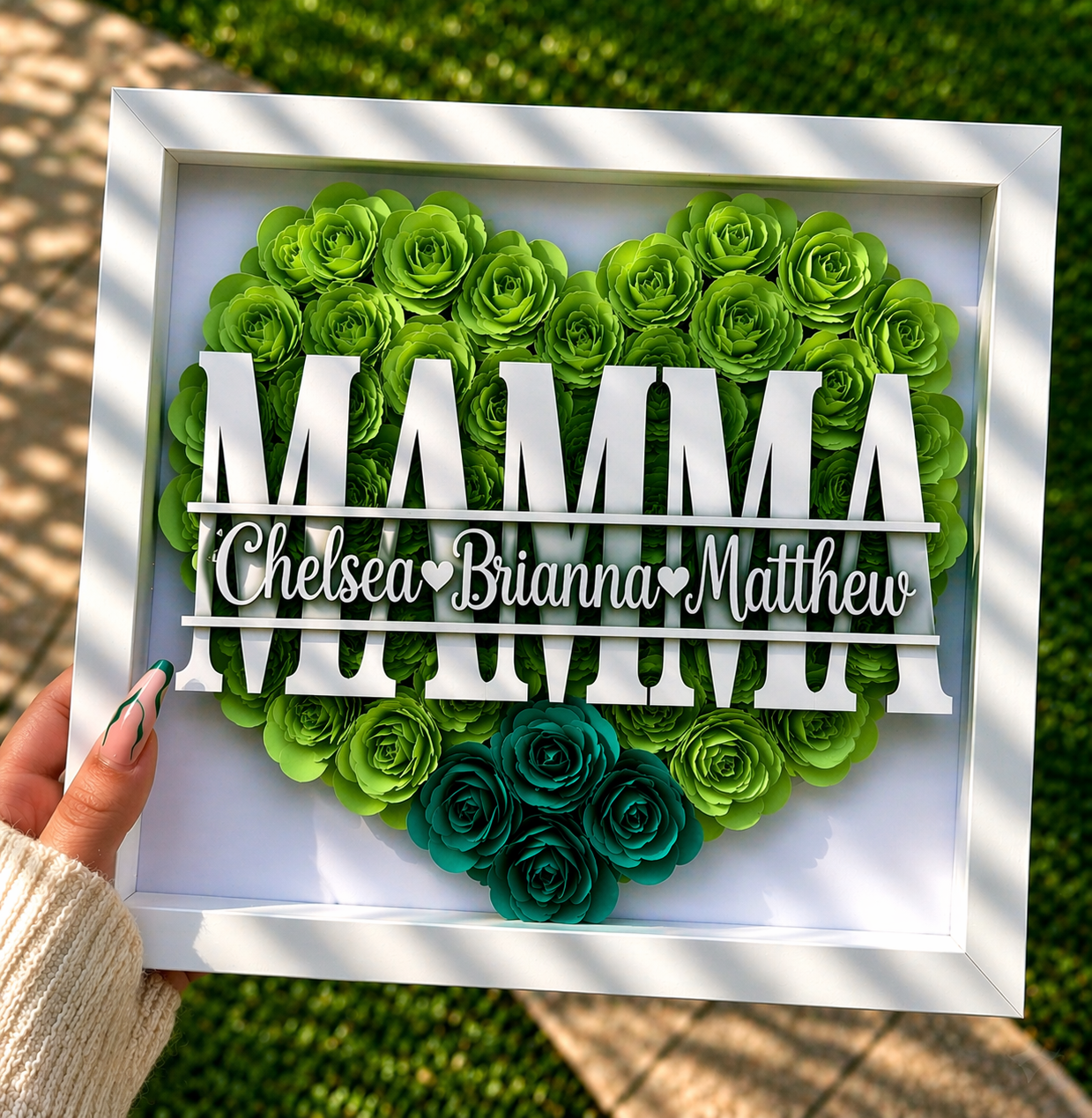 Personalized Rose Shadow Box – Regalo unico per la Festa della Mamma – Scatola con rose personalizzate