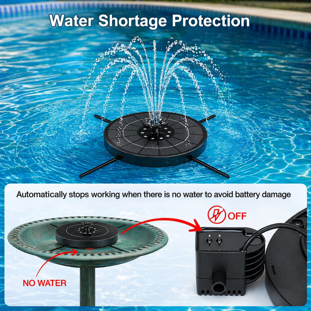 Solar LED Fountain Toy – Divertente e interattivo – Fontana giocattolo ad acqua