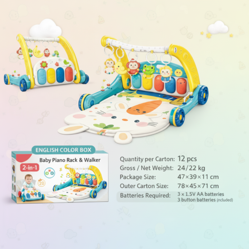 Step & Play – Interattivo e sicuro – 3 in 1 Walker & Baby Gym