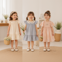 Thumbnail for Short Sleeve Embroidery Dress – Eleganza e comfort – Abito da bambina in stile boutique
