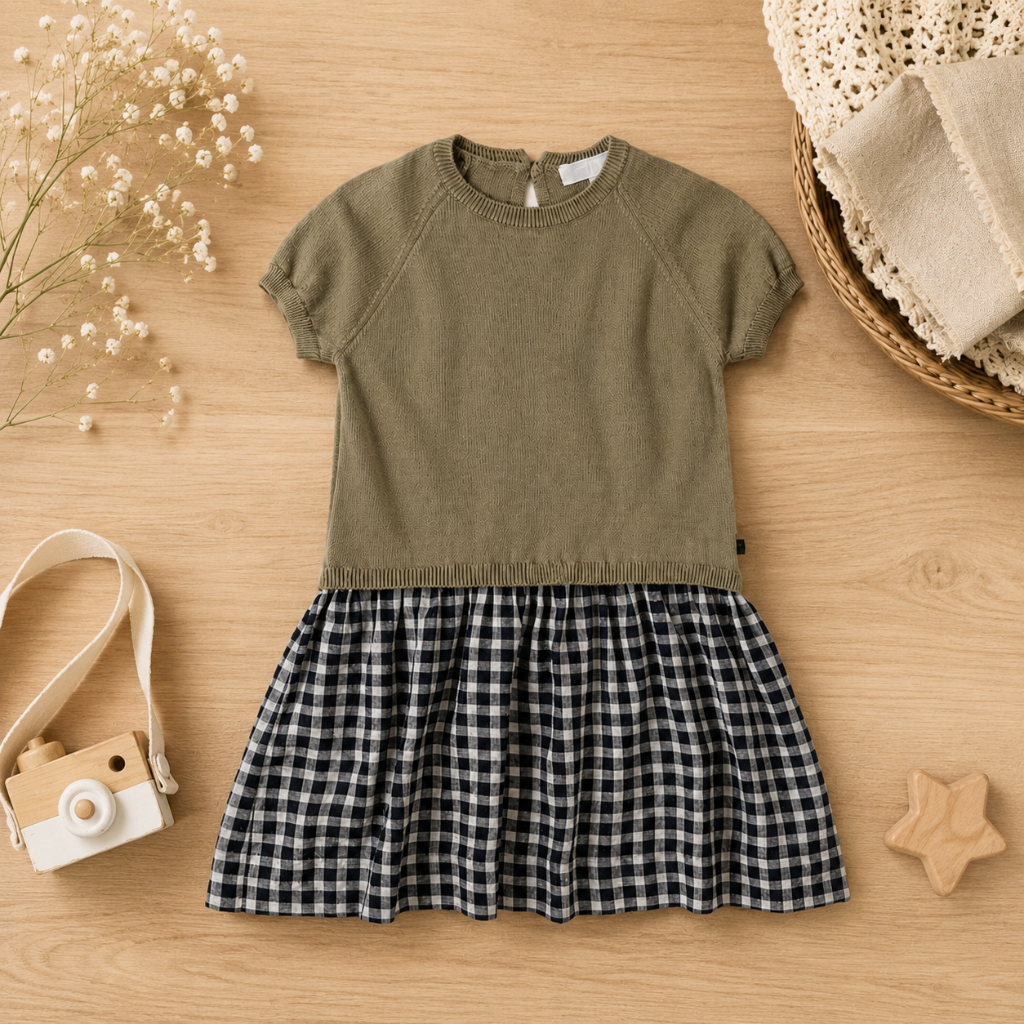 Plaid Patchwork Dress – Alla moda e leggera – Abito a quadri