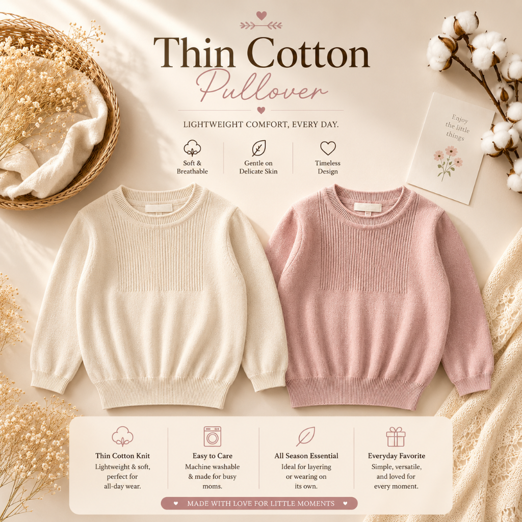 Thin Cotton Pullover – Luce & Comfort – Maglione lavorato a maglia per bambini