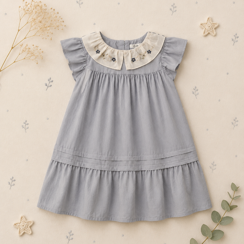 Princess Dress – Elegante e comoda – Abito con collo ricamato