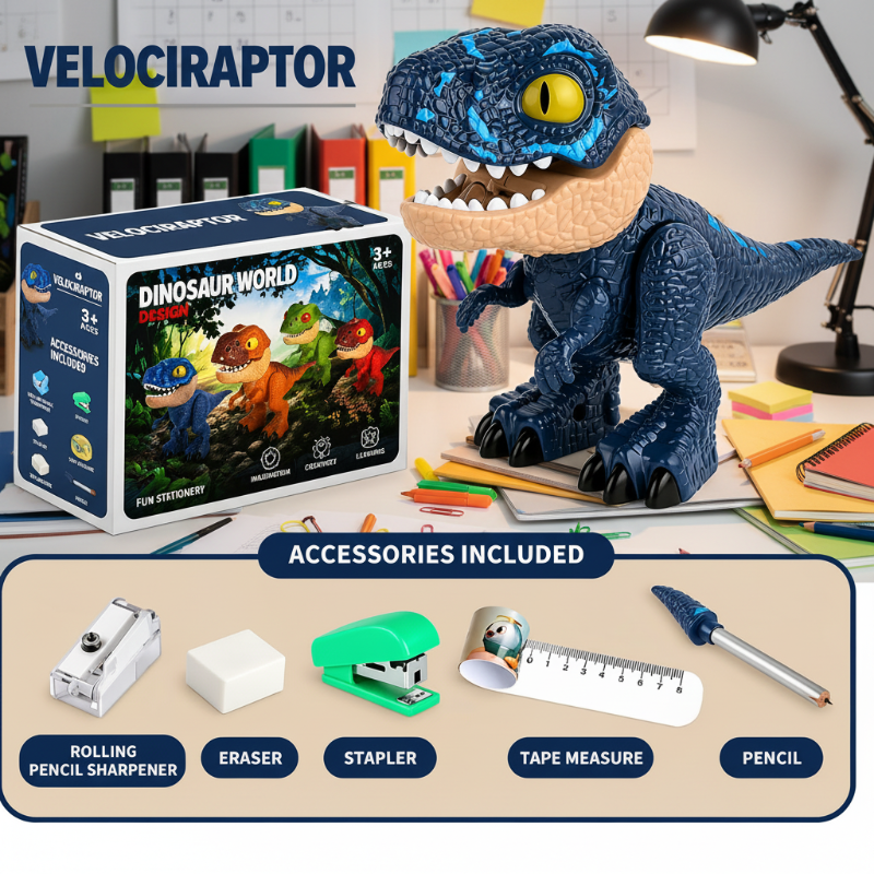 Dinosaur Stationery Toy – Creativo e didattico – Set da scrivania 5 in 1