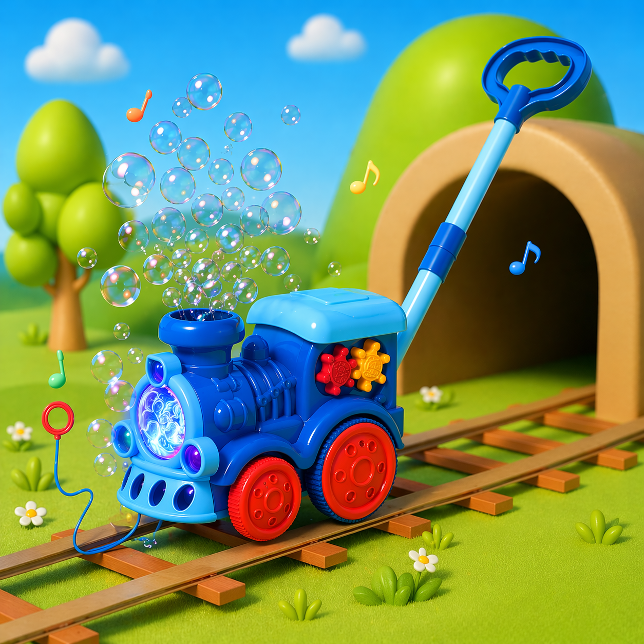 Bubble Blower – Divertente e giocoso – Carretto a spinta con bolle di sapone