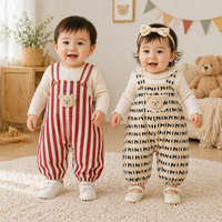 Thumbnail for Striped Overall Romper – Morbido e confortevole – Tuta per bambini