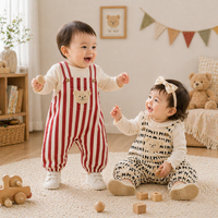 Thumbnail for Striped Overall Romper – Morbido e confortevole – Tuta per bambini