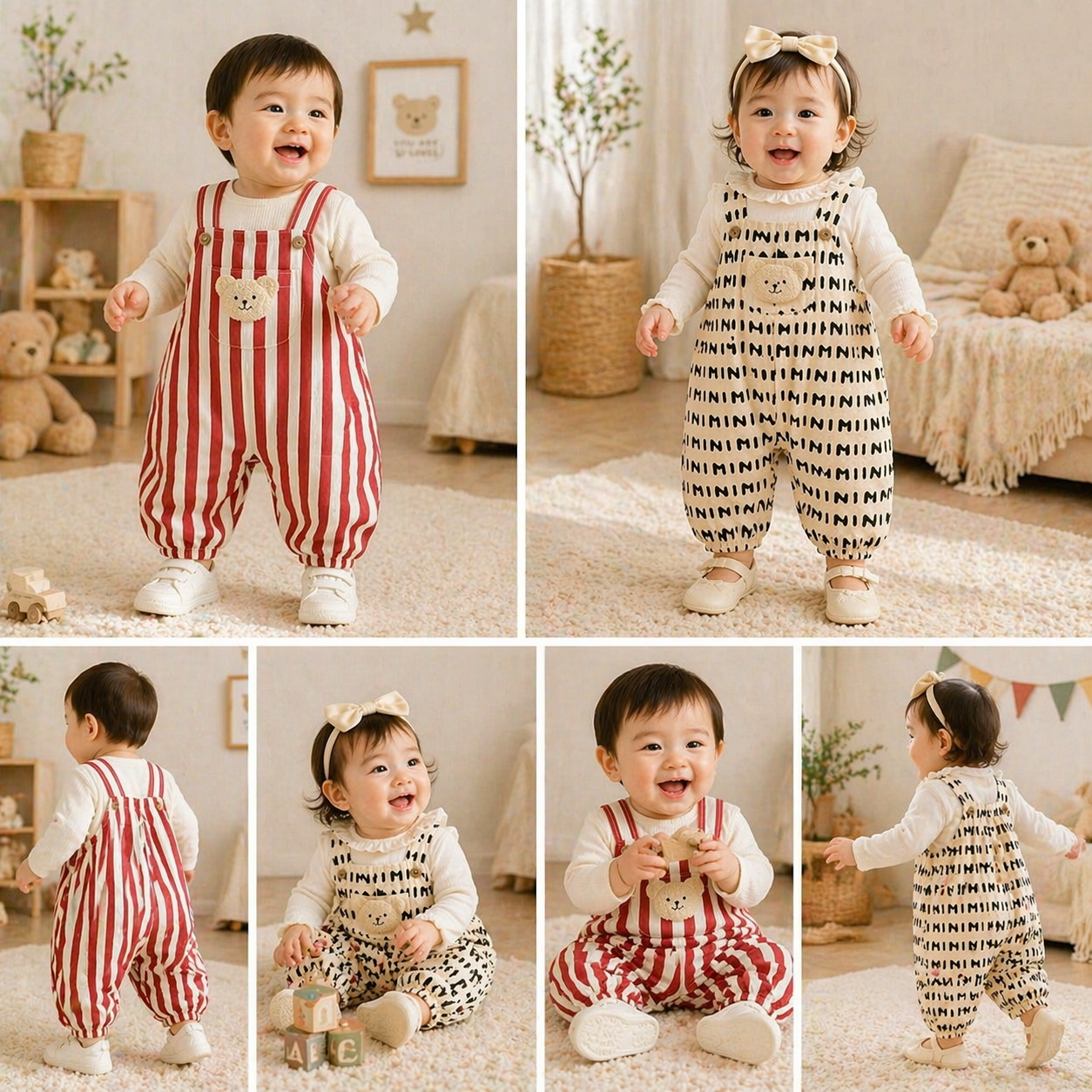 Striped Overall Romper – Morbido e confortevole – Tuta per bambini