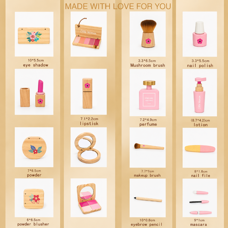 Wooden Makeup Play Set – Creatività e giochi di ruolo – Set da trucco in legno