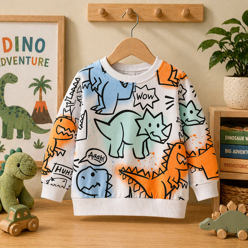 Kids Dinosaur Sweatshirt – Comfort e stile – Maglione per bambini Dino