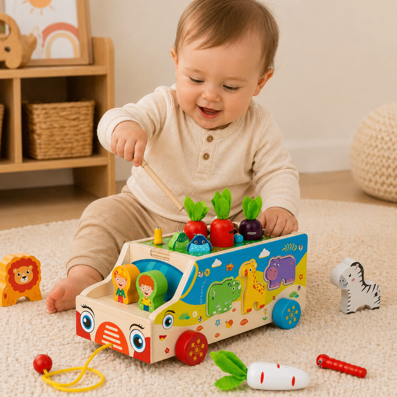 Montessori Animal Matching Toy – Istruttivo e interattivo – Carretto giocattolo con puzzle